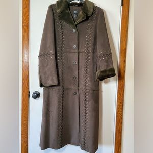 Dennis Basso Brown Suede Long Coat